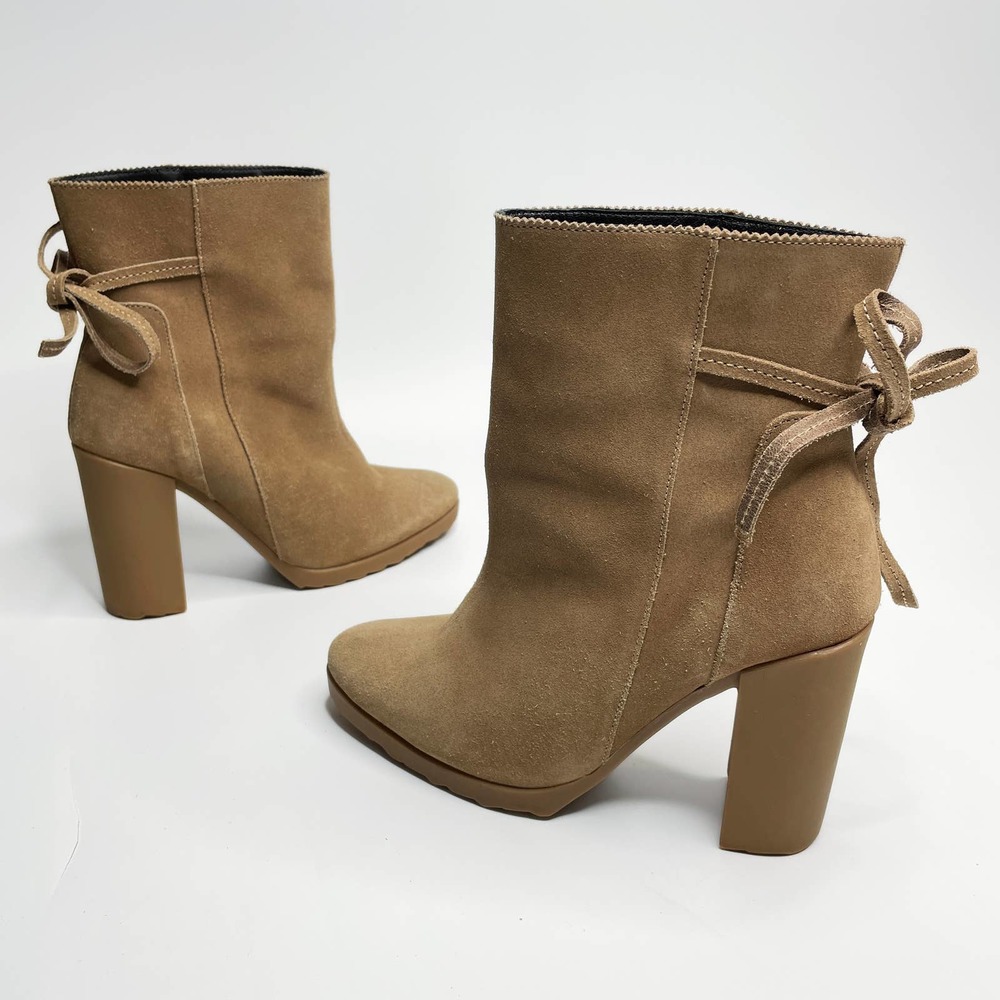 Pierre Hardy Suede Leather Tie Back Block Heel Platform Ankle Boots 8